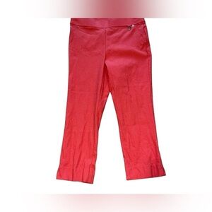 Rafaella Comfort Textured Coral Red Capris - Size 10